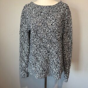 Tommy Hilfiger Black and White Knit Sweater with Red Accent